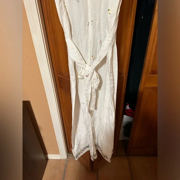 Anthropologie Cream Floral Embroidered Dress - Picture 14 of 16